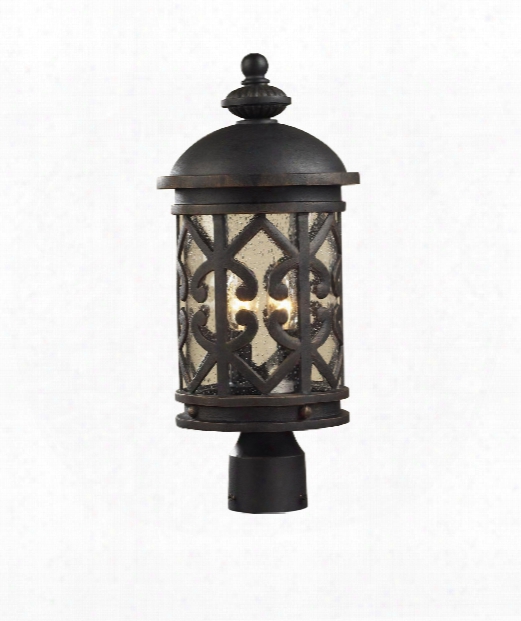 Tuscany Coast 9" 2 Light Outdoor Outdoor Post Lamp In Weathered Charcoal