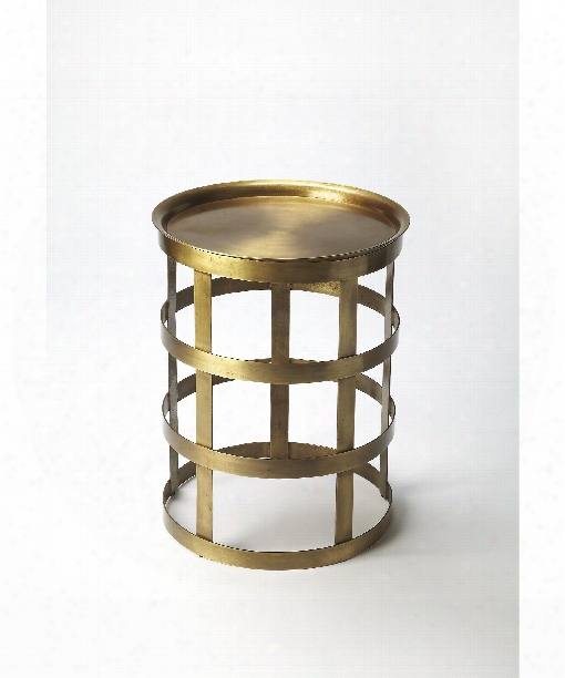 Industrial Chic 19"accent Table In Gold