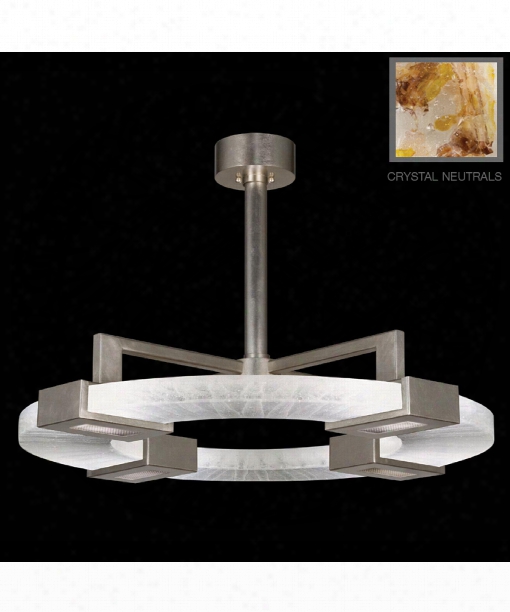 Crystal Bakehouse 37" 4 Light Large Pendant In Platinized Silver Leaf