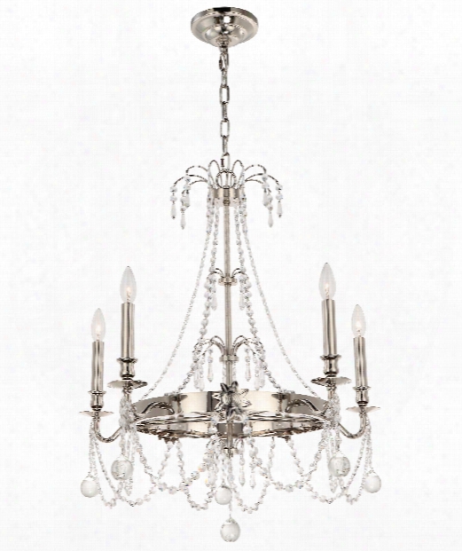 Harlow 28" 5 Light Chandelier In Polished Nickel