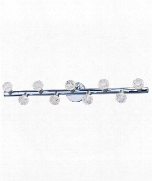 Bejewel 34" Led 9 Light Bath Vanity Light In Polished Nickel And Satin Nickel