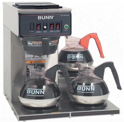 12950.0112 Cwt15-3 Pf 12 Cup Automatic Coffee Brewer With 3 Warmers Pourover Splashgard In Stainless