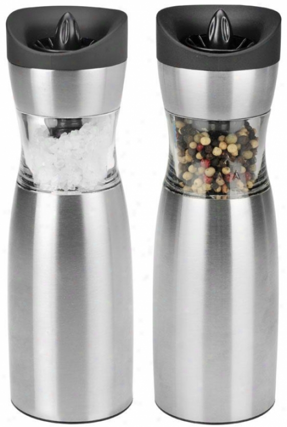 "electric Peppper Mills - Set Of 2 - 7.8""x2.7""x2.7"", Silver"