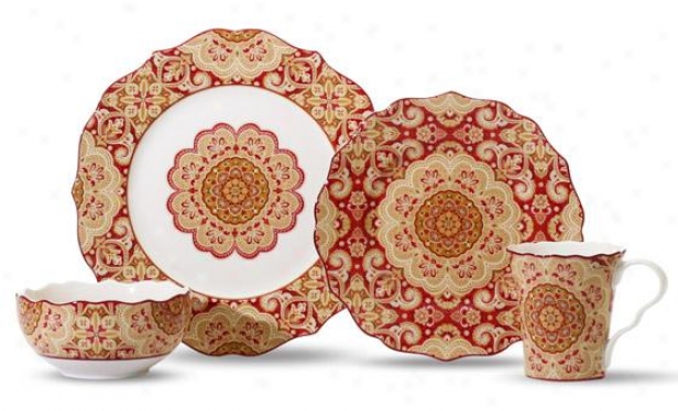 Lyria 16-piece Dinnerware Set - 16 Pc Set, Brwon