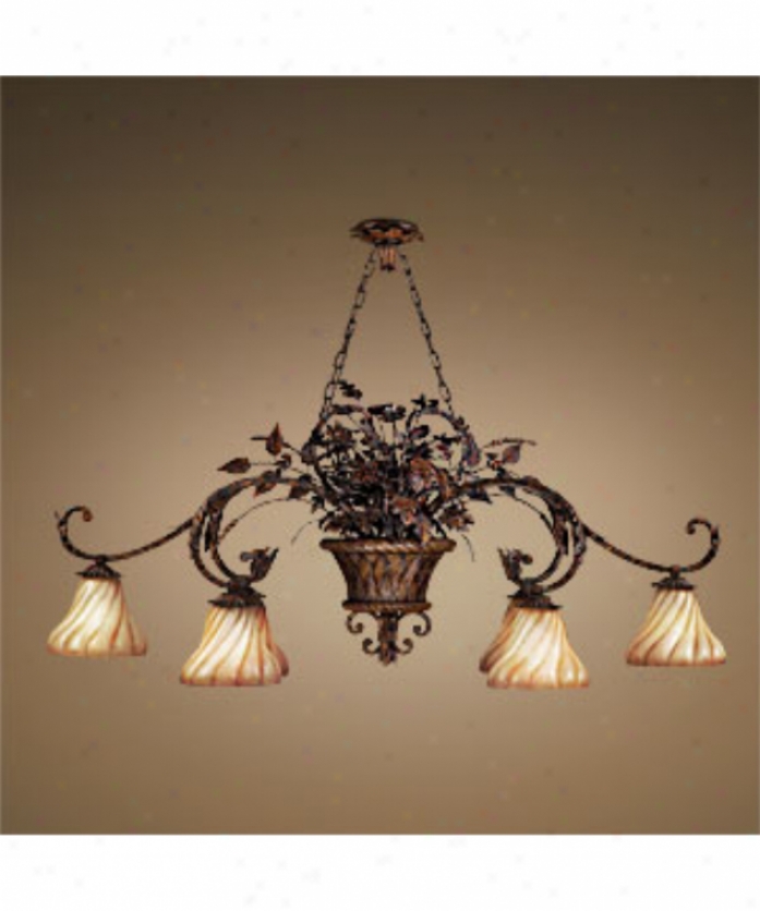 Fine Art Lamps 302640 Casa Di Campagna 6 Light Island Light In Pickled Pine With Textured Hand Blown Caged Glas Shades Glass